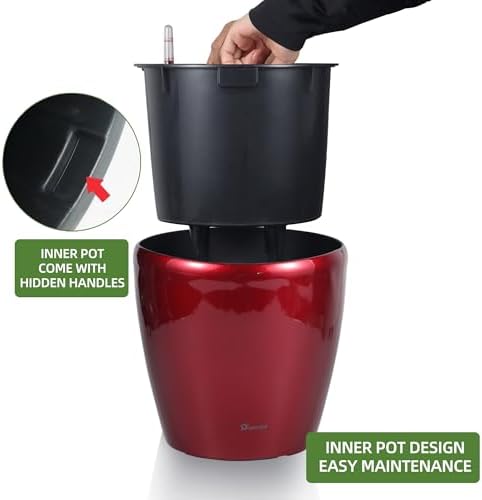 Dexceder 11x10 Self Watering Planter (Red High Gloss)