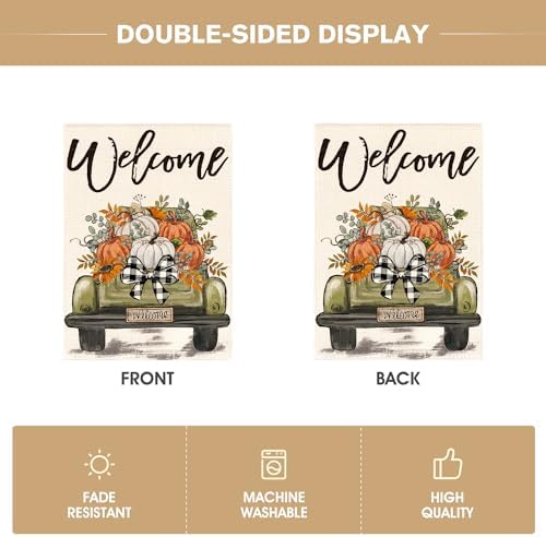 AVOIN colorlife Truck Fall Garden Flag 12x18 Inch for Outside