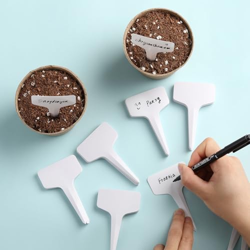 500 PCS Plant Labels T-Shape, 4 Inch Potted Plant Name Tags Plastic, White