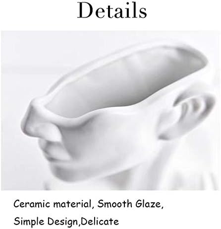 Ceramics Statue Flower Vase Face Pots Bust Head Shaped for Birthday Gifts Home Office Decoration (White)