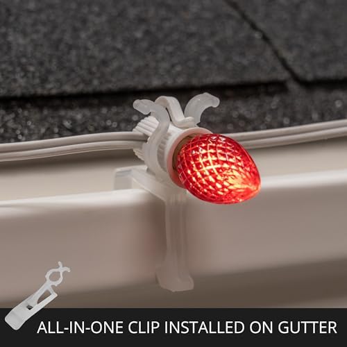 Wintergreen Lighting All-in-One Christmas Light Clips for C9, C7, Icicle Lights, Mini Lights on Gutters, Shingles, Rooflines Christmas Light Hooks (100-count)