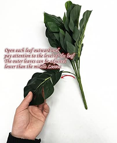 PASYOU Artificial Plants Fake Tropical Monstera Shrubs Decoration Faux Turtle Palm Leaves Stems Bushes Plant for Outdoor Indoor Greenery Garden Party Wedding Office DIY Floral Arrangement Decor 2 Pack