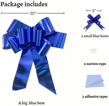 Big Car Bow 30 Inch Huge Blue Bow for Car Gift Birthday & Party Decor