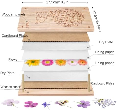 Suziko Large Flower Press Kit for Adults Kids 10.8 x 6.9 inch, Flower Plant Preservation Kit Arts and Crafts for Adults Leaf Press, Great Gift for Lovers, Medium Hydrangea