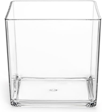 Kingrol 12 Pack 4 Inch Square Clear Acrylic Vases, Shatter-Resistant PET Plastic Centerpiece Vases for Weddings, Events, Table Decor