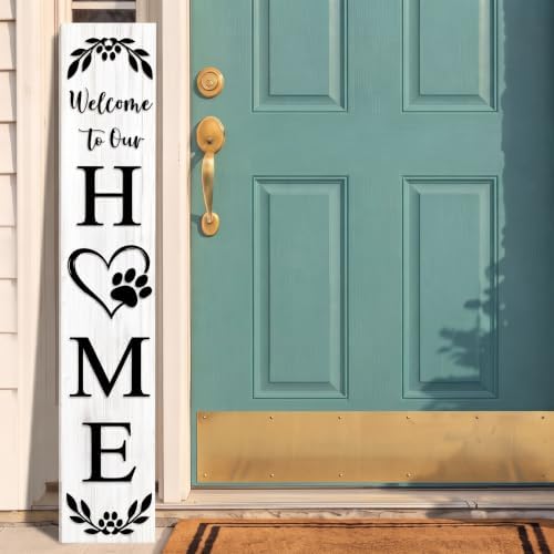 Welcome Sign Porch Decor Front Door Outdoor Wooden Board, Rustic Farmhouse