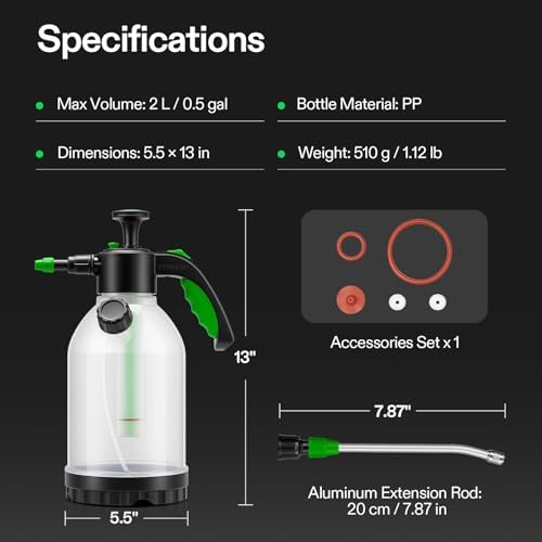 VIVOSUN Pump Sprayer, Portable Water Spray Bottle for Spraying Plants, Flowers, Weeds and Cleaning, Hand Pump with Side