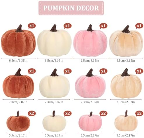16Pcs Fall Artificial Velvet Pumpkins 3 Sizes Fake Small Foam Pumpkin Decor