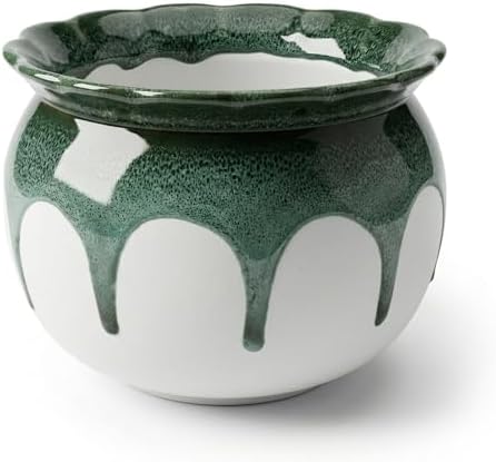 African Violet Pots, 6 Inch Self Watering Pots for Indoor Plants, Easy Plant Self Watering Planter, Ceramic Plant Pot with Absorbent Inner Pot for Flowers - Gradient Green (No Plants)