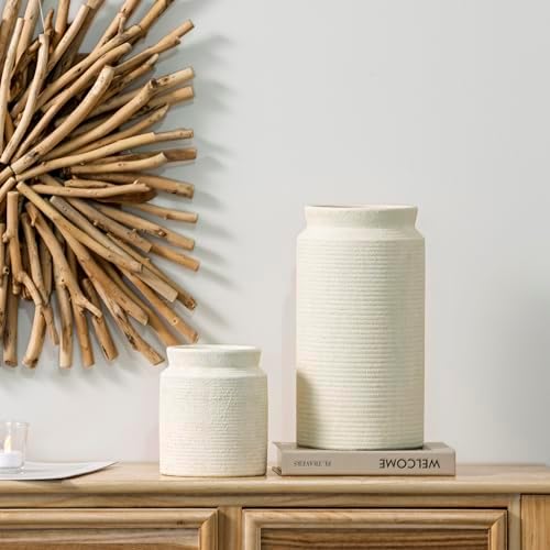 Dobbyby Ceramic Flower Vase 12 inch Farmhouse Rustic Vase for Home Decor Handcrafted Pottery Tall Terracotta Vases for Dining Table Decor Fireplace Living Room Bathroom Wedding Centerpiece