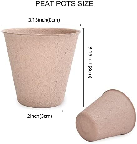 JERIA 100-Pack 3.15 Inch Peat Pots for Seedling with 100 Pcs Plant Labels,Outdoor Garden Germination Nursery Pots,Biodegradable Seed Starter Pots Kits