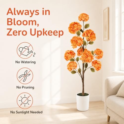 Artificial Hydrangea Tree, 4.6ft Fall Tree, Autumn Decor
