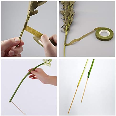 WANDIC Flower Arrangement Kit, Set of 51, Round Flower Holders, Ceramic Flower Pot, Kenzan Needle Cleaning Pin & Rake, Floral Stems and Floral Tape for Flower Arranging Art