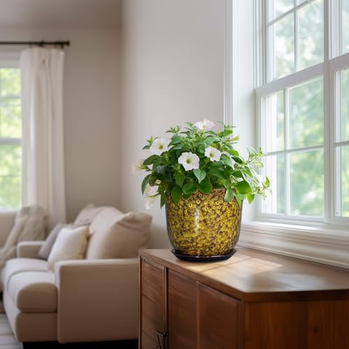 Ceramic Planter, 8 Inch Plant Pot for Indoor Plants, Yellow