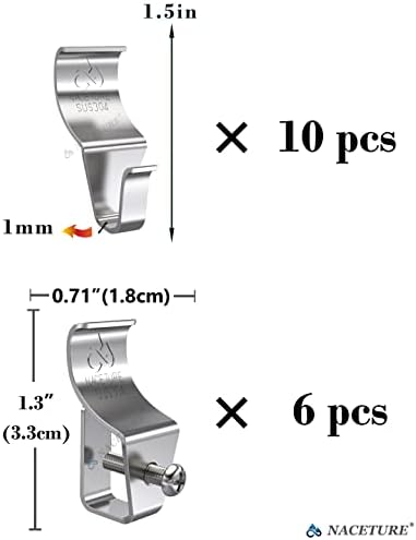 NACETURE Vinyl Siding Hooks & Screw Hooks, 16 Pack No-Drill Stainless Steel