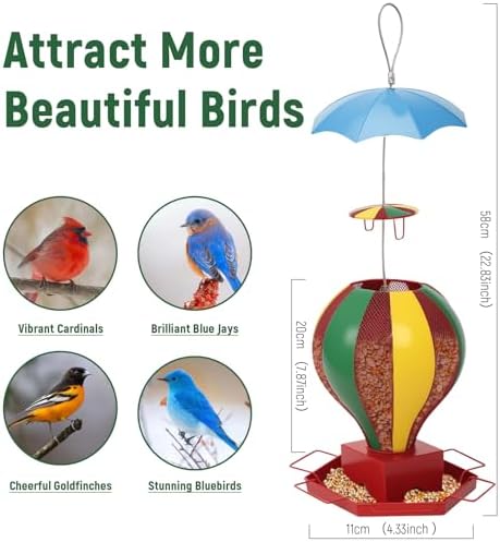 All-Metal Bird Feeder for Outdoors, Squirrel Proof Hanging Bird Feeder