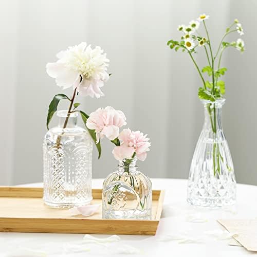 CUCUMI 12pcs Bud Vases for Centerpieces, Clear Glass Vase Decorations