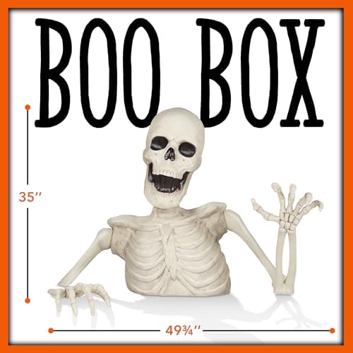 BOO BOX 35" Groundbreaking Skeleton - Outdoor Halloween Decorations for Porch or Yard