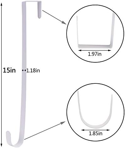 Sattiyrch 15" Wreath Hanger for Front Door, Over the Door Wreath Hook