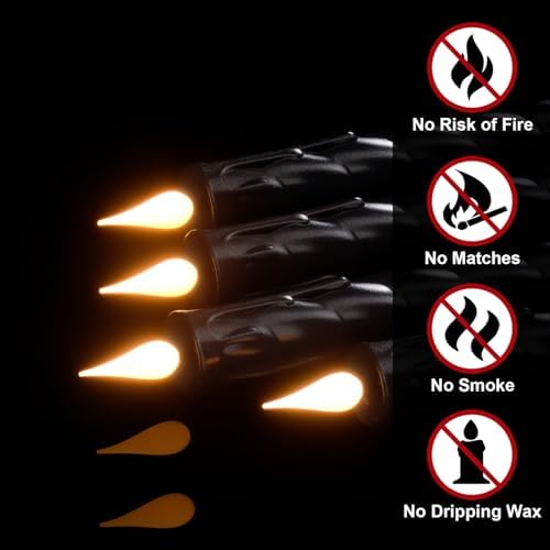 Black Flameless Taper Candles Battery Operated with Remote Timer