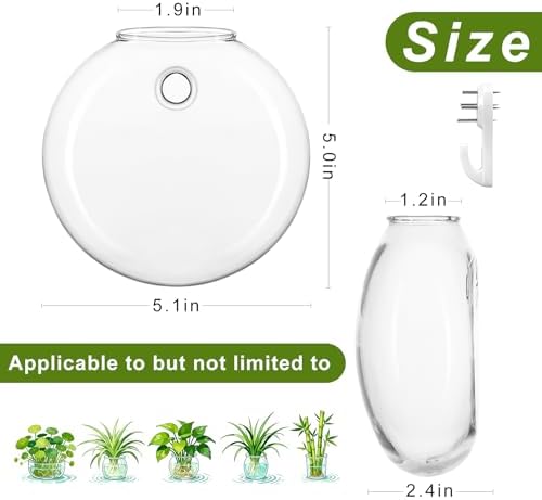 Wall Propagation Planters, 4 Pack Oblate Hanging Plant Holder Vase