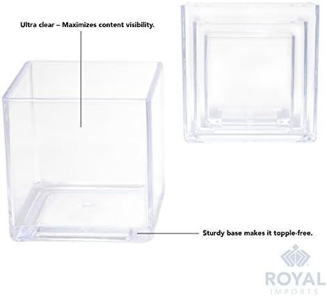 Royal Imports Acrylic Square Vases for Centerpieces Non-Breakable 4" Clear
