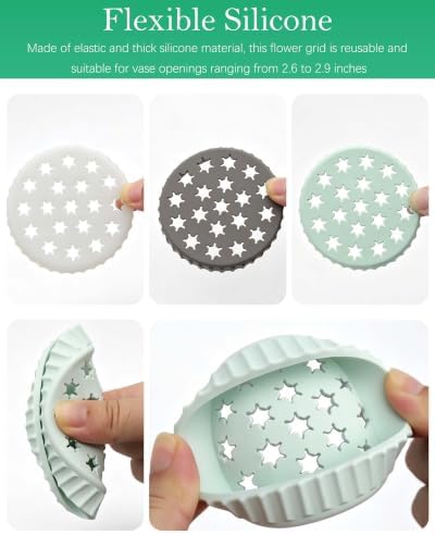 3 Pack Silicone Flower Arranger, Reusable Floral Grid for DIY Bouquet,Grey