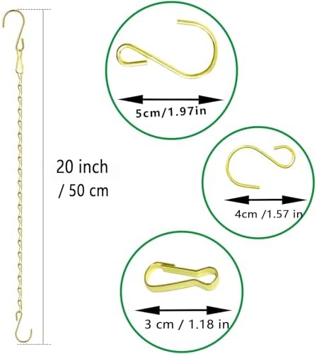 RIFNY Plant Chain for Hanging Plants, 20 Inch Hanging Basket Chain, Gold