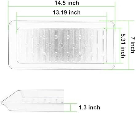 6 Pack Plastic Plant Trays Rectangular 14 Inch, Indoor Outdoor Plant Saucers with Drip Protection, Windowsill Planter Tray, 7 x 14.5 Inches, Black