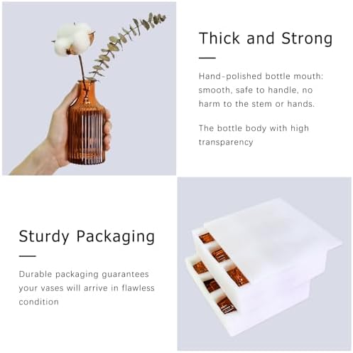 SUPMIND Glass Bud Vases Set of 12, Small Dark Brown Flower Vases in Bulk