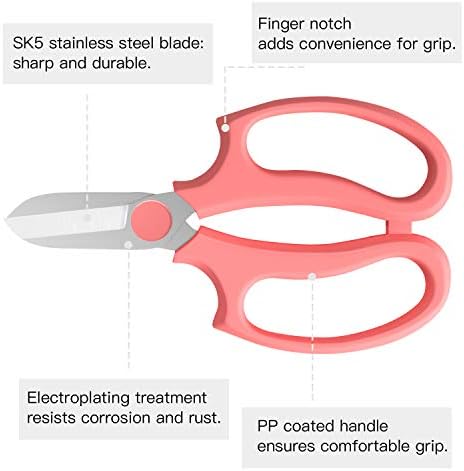Housolution Flower Scissors, Premium Steel Garden Pruning Shears, Pink