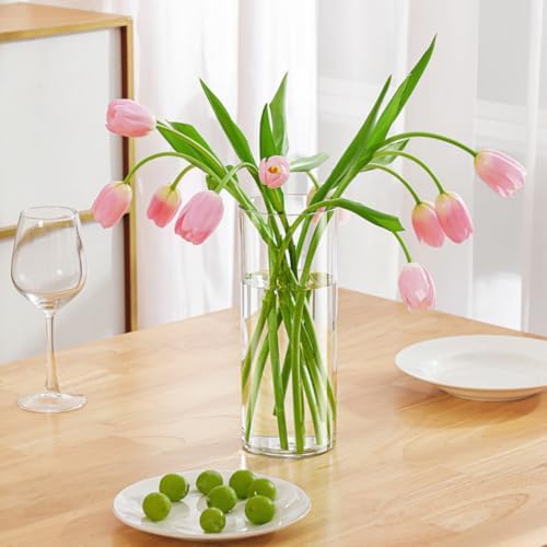 3 Large Acrylic Clear Cylinder Vase Set Unbreakable Plastic Vases