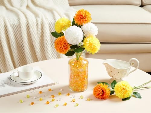 YATOJUZI 500PCS Acrylic Vase Filler Gradient Orange Decorations Fake Ice Cubes Crushed Rocks Plastic Diamonds Gems for DIY Party Centerpiece Table Scatter Display 0.5"