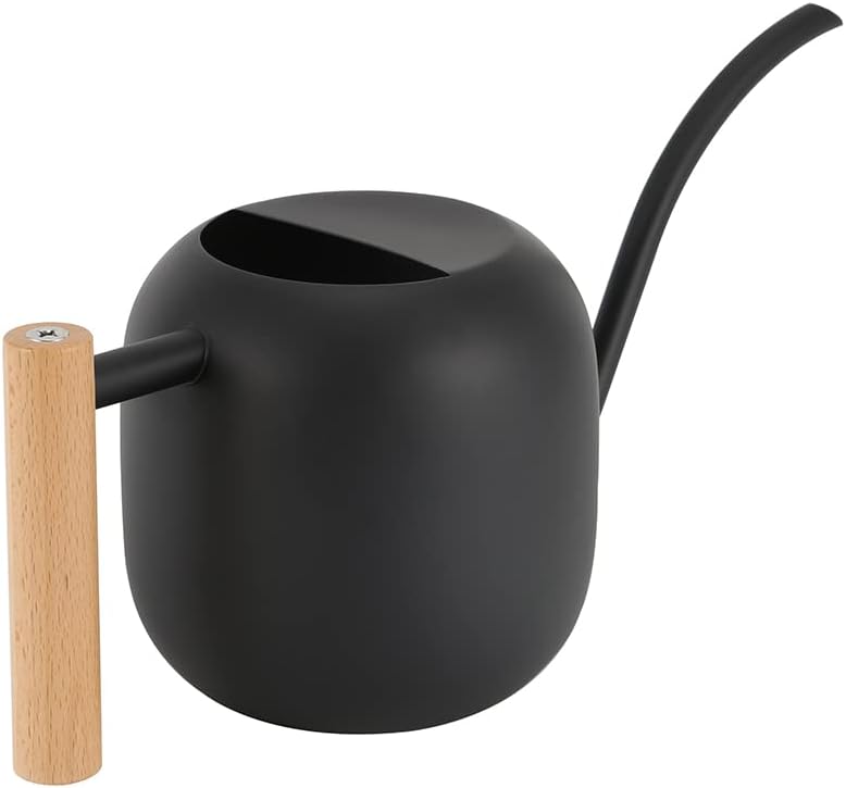 Watering Can 45 oz Long Spout Wooden Handle Stainless Steel | Houseplants, succulents, herbs, bonsai, precise pouring