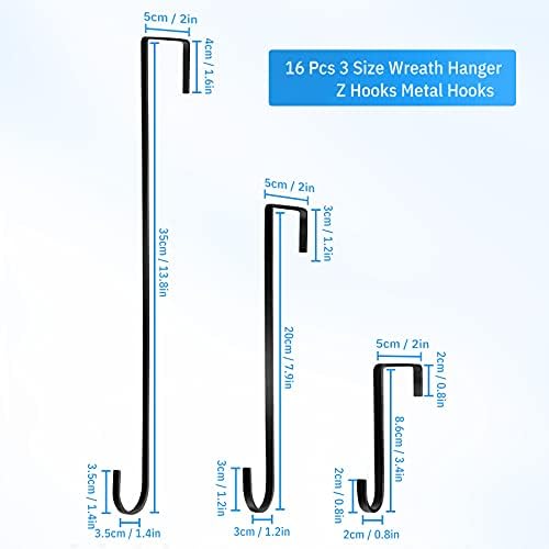 Hotop 16 Pcs Christmas Wreath Hanger Front Door Hooks,Black