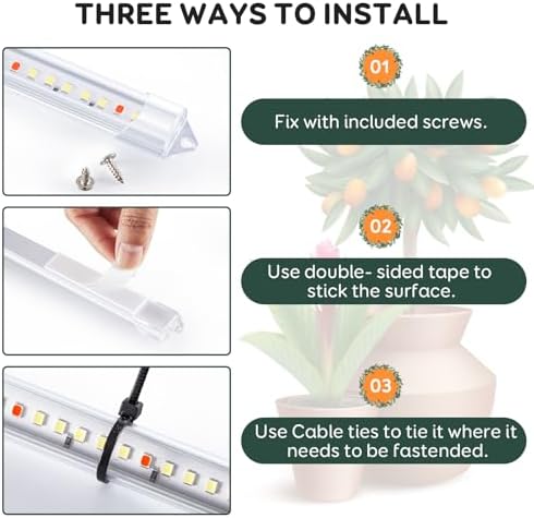 SDOVUERC 16'' 4 Bars Grow Light Strips for Indoor Shelves Plants Growing.