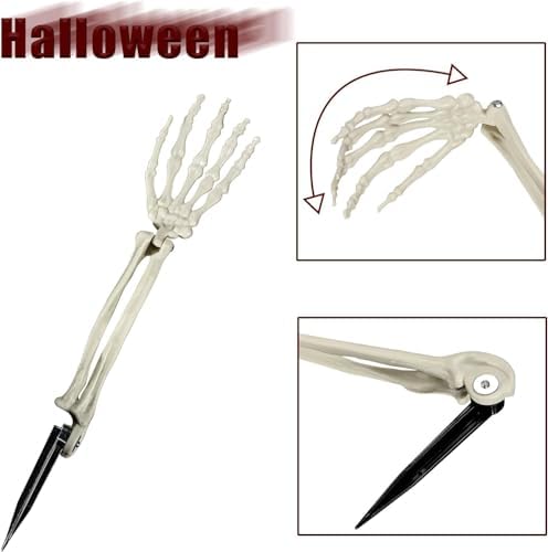 Halloween Realistic Skeleton Stakes Zombie Ghost Arm Stake Severed Plastic Skeleton Hands Yard Signs for Lawn Stakes Garden Halloween Props Decoration(10 Pcs White)