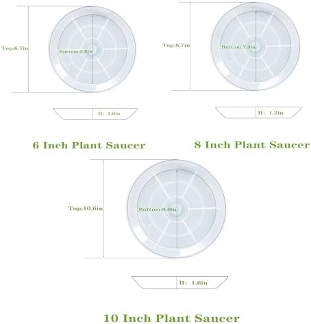 15 Pack Plant Saucer Drip Tray, 6 8 10 inch, Heavy Sturdy Plastic Planter Flower Pot Saucers for Indoor Outdoor Garden, Plant Water Drip Trays for pots Base (6"/8"/10", Clear)