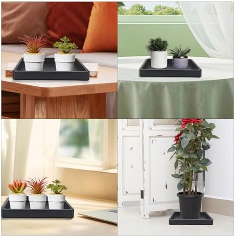 1PC Plant Saucer Tray 9 Inch, Rectangular Resin Drip Catcher