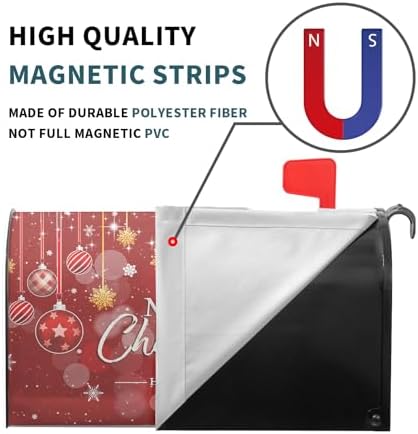Merry Christmas Mailbox Cover Standard Size 18"x21" Christmas Happy New Year Mailbox Covers Winter Christmas Mailbox Wraps Post Letter Box Cover Maibox Wrap Outdoor Decoration for Home Xmas Holiday