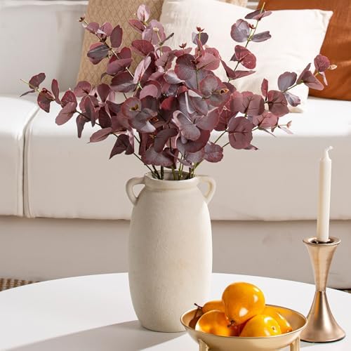 Dobbyby Ceramic Flower Vase 12 inch Farmhouse Rustic Vase Decorative Pottery Terracotta Tall Vases for Home Decor Table Mantle Fireplace Living Room Bathroom Wedding Centerpiece(Large-White)