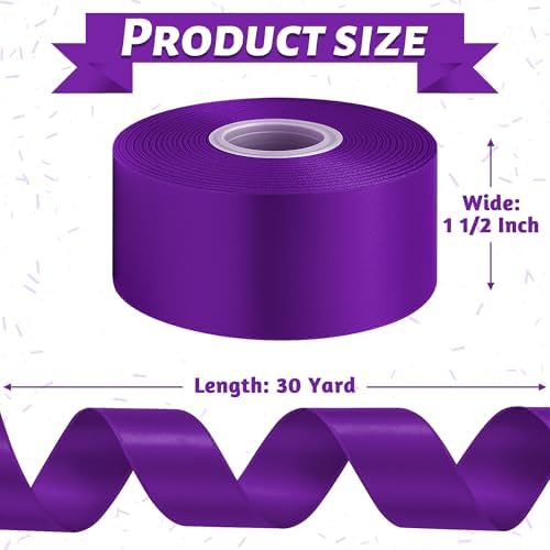 1 1/2 in 30 Yards Dark Purple Ribbon for Gift Wrapping Halloween Mardi Gras