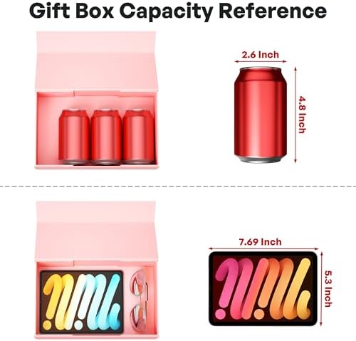 RYDDOY 5 Pack Pink Gift Box, 9.5x6x3'' Gift Boxes with Lids for Presents