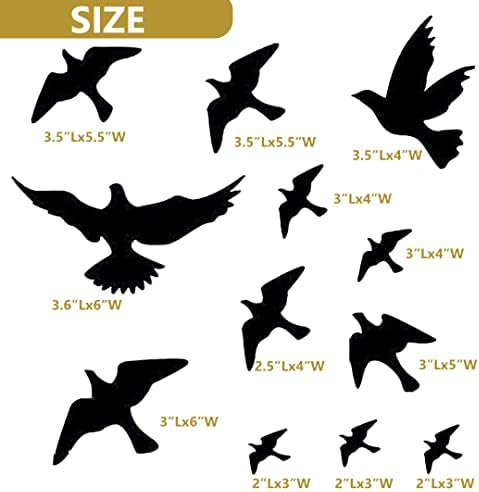 Anti Collision Window Bird Stickers Decals, Glass Door Protect Bird Shape Clings for Save Bird Strikes (Black)