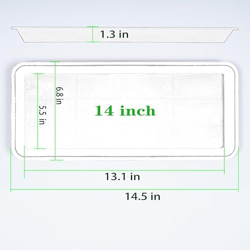 VUWEZ 2 Pack of Plastic Plant Tray Saucer Rectangular 14 inch, Plant Trays Saucers for Indoors Outdoor, Plant Water Drip Tray for Flower Pot Planter, Windowsill Plant Tray (6.8 X 14.5'', Gray)