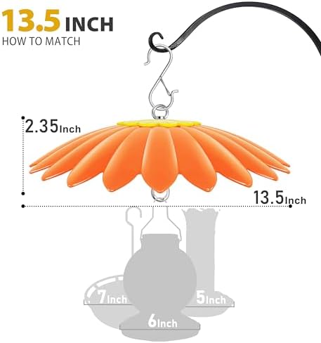 13.5 inch Bird Feeder Rain Guard,Hummingbird Feeder Shade Dome Cover,Umbrella Cover for Bird House for Outdoor,Squirrel Guard(Orange) 2 Pack