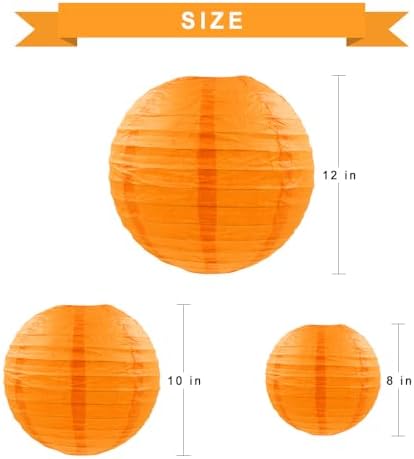 Round Paper Lanterns Decorative Hanging Paper Lanterns Chinese Lanterns Japanese Lanterns Hanging for Birthday Wedding Halloween Baby Bridal Shower Fall Home Decor(Orange)