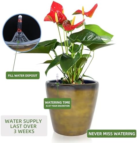 Dexceder 15x14 Self Watering Planter with Wheels (Yellow Brown Gradient)