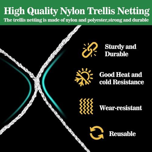 Sukh Trellis Netting for Climbing Plants - 5 x 15 ft Garden Net, 4 Pack