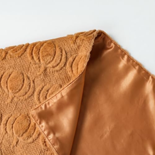 Artoid Mode Caramel Soft Faux Fur Pumpkins Fall Table Runner 13x60 Inch